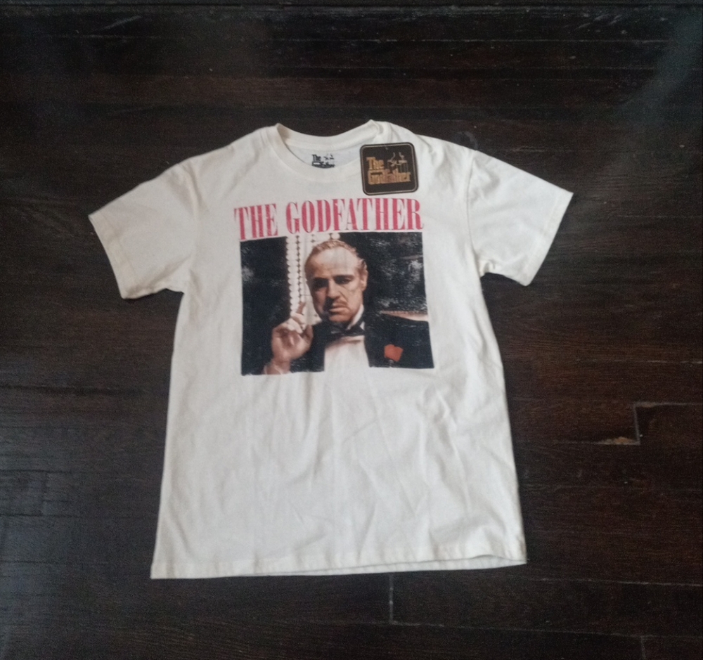 The GodFather Mens Shirt Size Medium Color Cream NWT Graphic Print Outdoor Cozy
